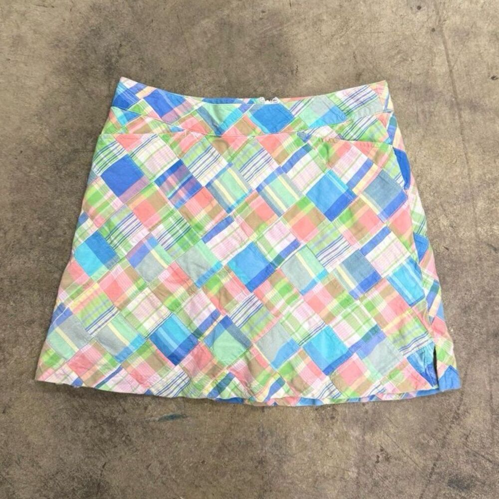 Lady Hagen Vintage Pastel Patchwork Plaid Golf Skort Mini Skirt Size 4 Small